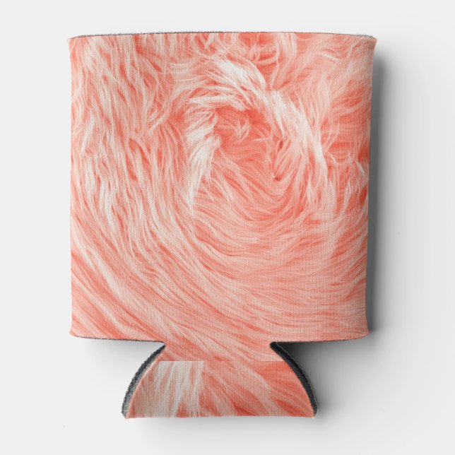 Porta-lata Coral Fluffy Pele: Tendência 2019. (Frente)