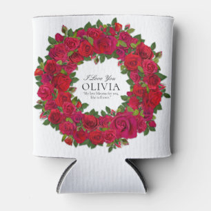 Porta-lata Coroa Circular de Rosas Vermelhas com Texto Person