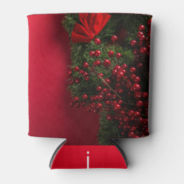 Porta-lata coroa de natal com amoras vermelhas