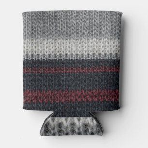 Porta-lata Cortar textura de lã, listras brancas-vermelhas.