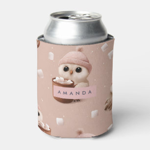 Porta-lata Coruja de Inverno Fofa Personalizada com Padrão de