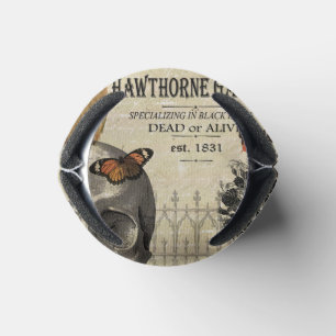 Porta-lata Coruja e crânio de Halloween, uma jovem vintage