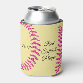 Porta-lata Costuras de Softbol com Brilho Falso Rosa