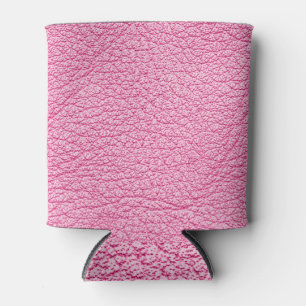 Porta-lata Couro cor-de-rosa, fundo texturizado.