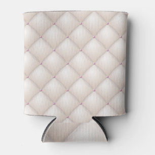 Porta-lata Couro creme, textura estofada.