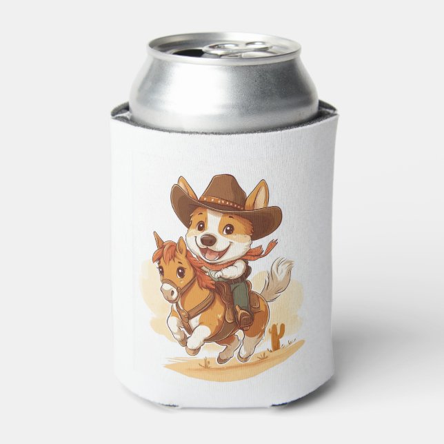 Porta-lata Cowboy Corgi � Cão Rodeo Ocidental (Can Front)