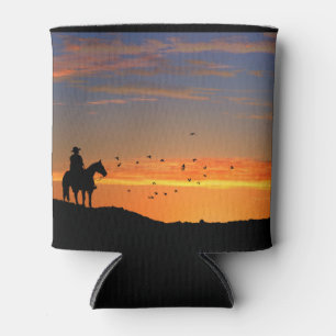 Porta-lata Cowboy e cavalo no pôr do sol pode arrefecer a cop