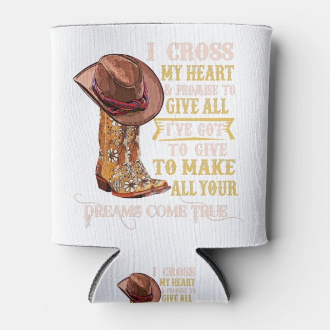 Porta-lata Cowgirl Boots & Hat I Cross My Heart Western Count (Frente)