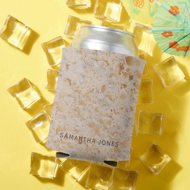 Porta-lata Cowgirl Dourada Elegante Personalizada (Verão in situ)