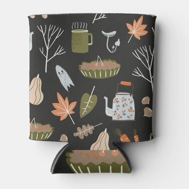 Porta-lata Cozy Fall Elements: Padrão Quente. (Frente)