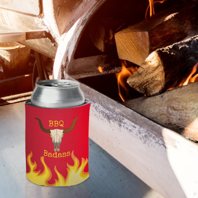 Porta-lata Crachá de CHURRASCO do Crânio de Vaca Flaming (Criador carregado)