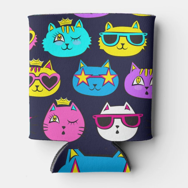 Porta-lata Crachás de gato, têxteis de pop (Frente)