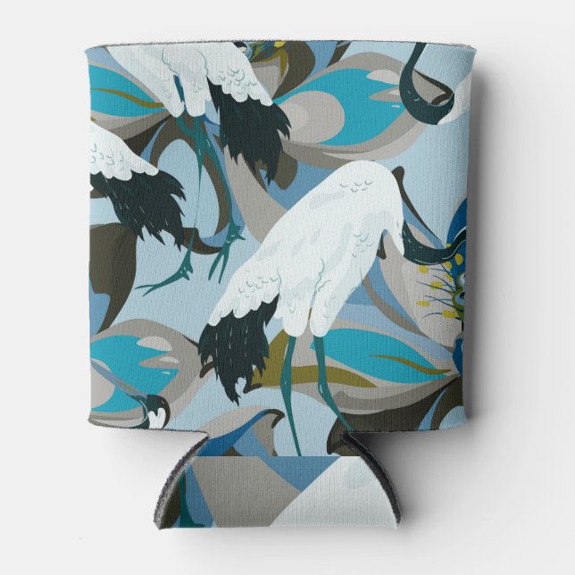 Porta-lata Crane & Lotus: Abstrato Vintage (Frente)