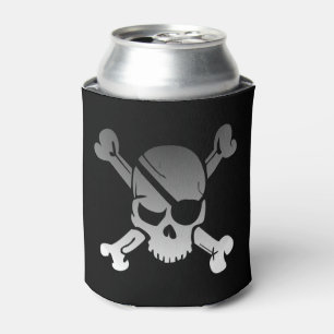 Porta-lata Crânio cinzento simples e Crossbones do pirata