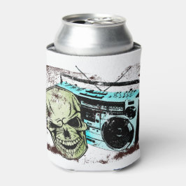 Porta-lata Crânio de Grunge ouvindo uma caixa de expansão ret
