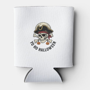 Porta-lata Cranio de Pirata Halloween Gravura Vintage Camisa