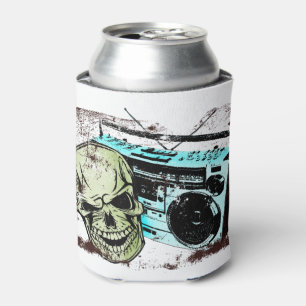 Porta-lata Crânio do Grunge que escuta uma caixa de