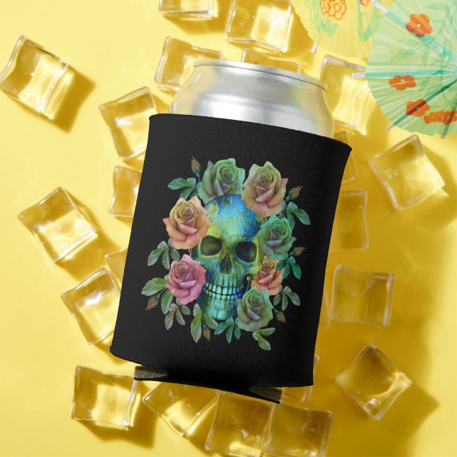 PORTA-LATA CRÂNIO VERDE MORTE COM FLORES (Verão in situ)