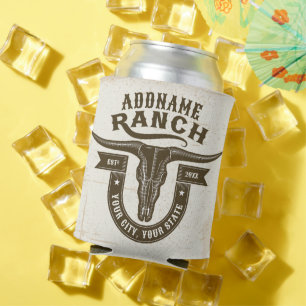 Porta-lata Cravo de Touro de Crânio Ocidental Rancho Personal