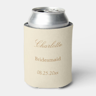 Porta-lata Creme Beige Bridesmaid Favor Elegante Pode Resfria