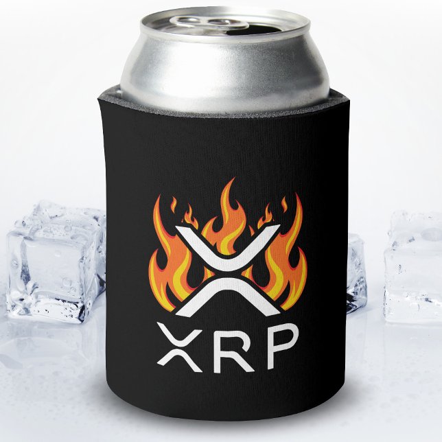 Porta-lata Criptomoeda XRP Cripto Chamas Laranja Fogo Derrete (Criador carregado)