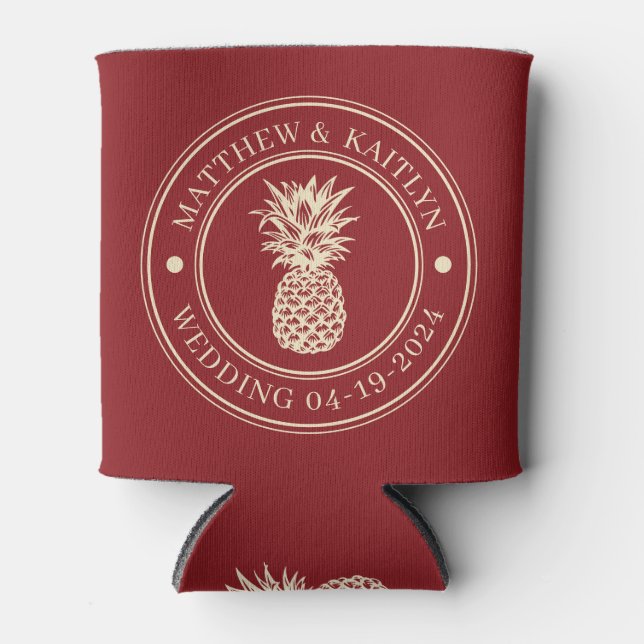 Porta-lata Crista de Casamento de Abacaxi com Cranberry Profu (Frente)