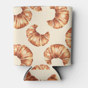 Porta-lata Croissant francês: Padrão de Aquarela