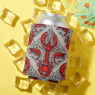 Porta-lata Crustáceos a vermelho, preto e marfim