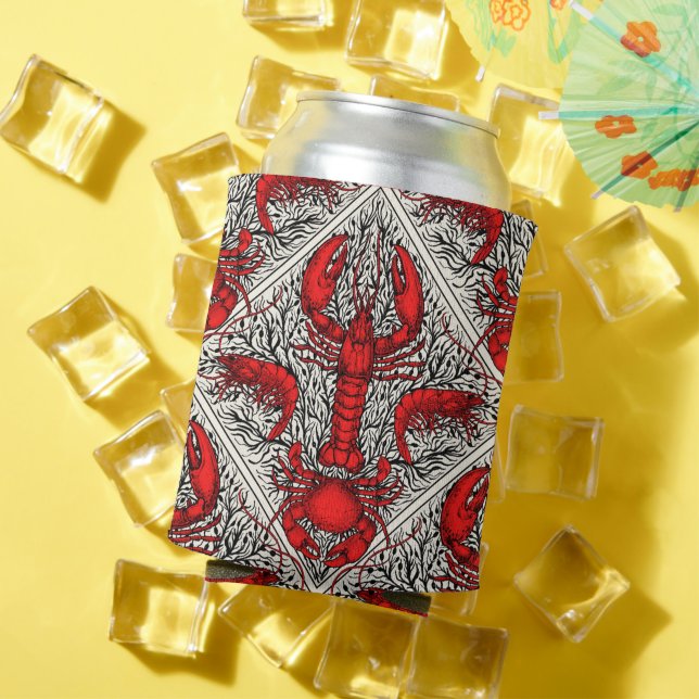 Porta-lata Crustáceos a vermelho, preto e marfim (Verão in situ)