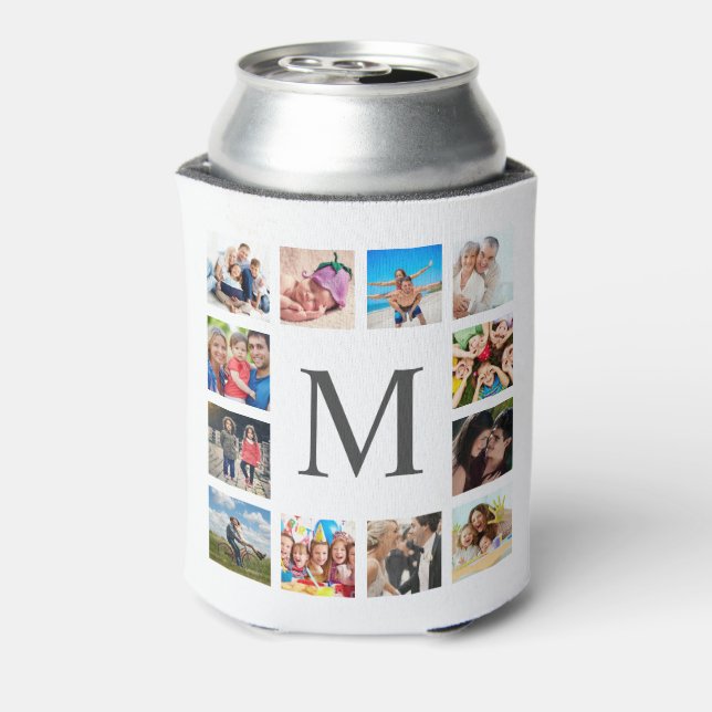 Porta-lata Custom Family Photo Collage Personalized White (Can Back)