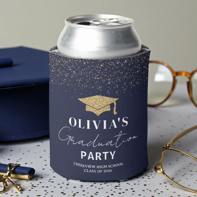 Porta-lata Custom Navy Blue Graduation Party (Criador carregado)