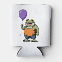 Porta-lata Cute Cartoon Frog Holding Purple Balloon