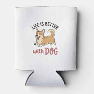 Porta-lata Cute Corgi Cachorro Vida É Melhor Com Cão Design_1