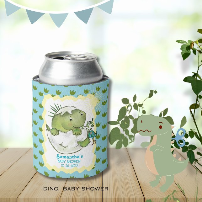 Porta-lata Cute Hatching Dino Baby Shower Can Cooler  (Cute Hatching Dino Baby Shower Can Cooler )