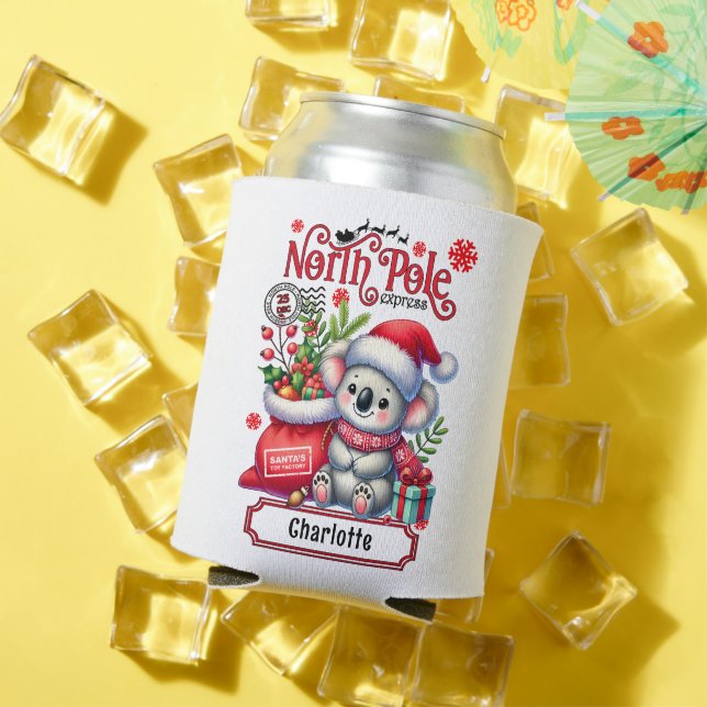Porta-lata Cute Koala Chirstmas Nome Personalizado (Verão in situ)