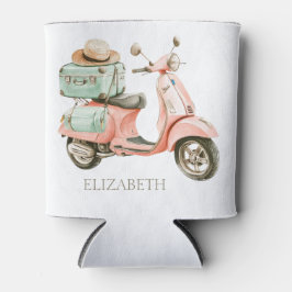 Porta-lata Cute Pink and Aqua Coastal Scooter