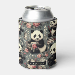 Porta-lata Cute Vintage Panda Floral