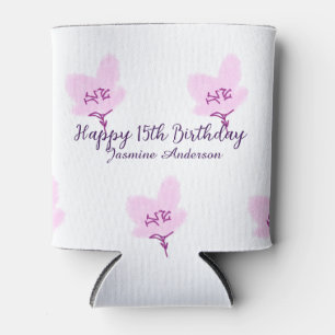 Porta-lata D floral rosa lilás 15 anos aniversário quinceaner