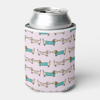 Porta-lata Dachshets bonitos em rosa