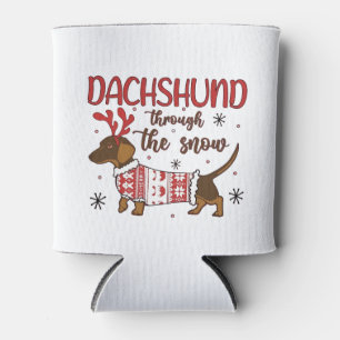 Porta-lata Dachshund Através da Neve Natal Amante de Cães