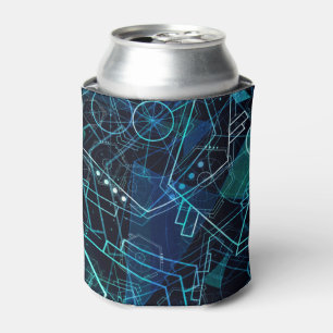 Porta-lata Dados Geométricos Digitais Abstratos Arte Azul