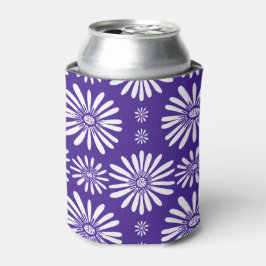 Porta-lata Daisy Pattern Purple White Can Cooler