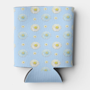 Porta-lata Daisy Pattern sobre fundo azul claro