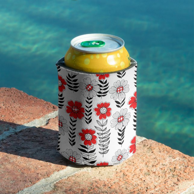 Porta-lata Daisy rabiscos em vermelho e preto (Piscina in situ)