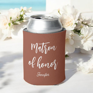 Porta-lata Dama de Honra Casamento Marrom Branco