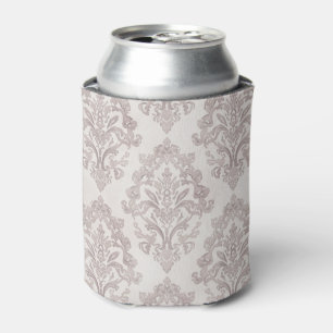 Porta-lata Damasceno Clássico Floral Suave em Taupe e Aquarel