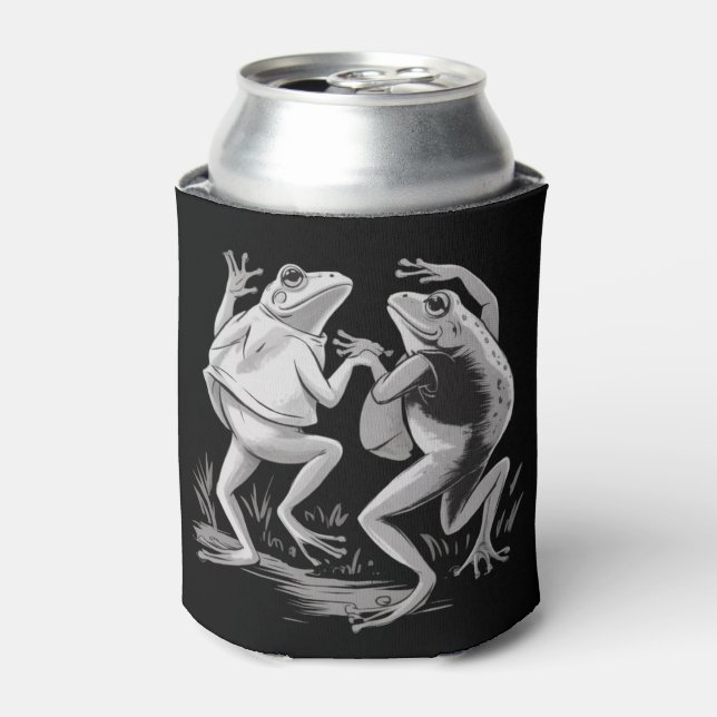 Porta-lata Dancing Frogs Toad Goblincore Dark Academia Retro (Can Front)