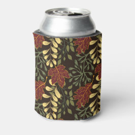 Porta-lata Dark red maple leaves floral pattern