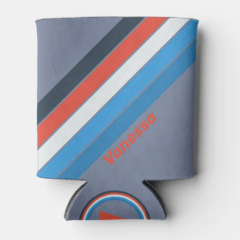 Porta-lata Dark Vintage Stripes with Name