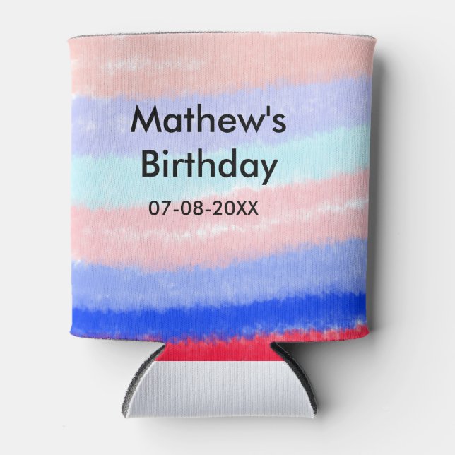 Porta-lata Data de adição de nome de aniversário de garoto am (Frente)